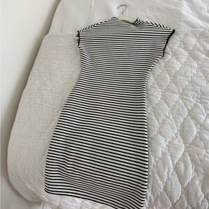 Zara Black & White Striped Midi Dress